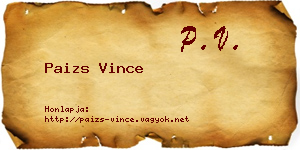 Paizs Vince névjegykártya