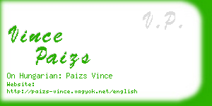 vince paizs business card